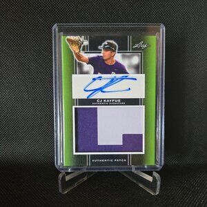 CJ Kayfus 2019 Leaf ' Perfect Game ' Green Authentic Patch #PA-CJK